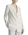 Lafayette 148 New York Peak Lapel Flap Pocket Linen Blazer