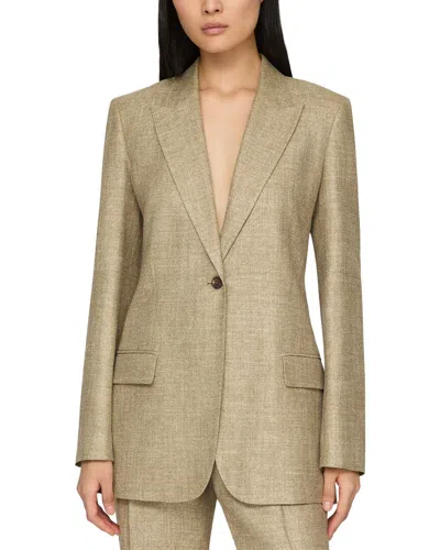 Lafayette 148 New York Peak Lapel Straight Blazer In Green