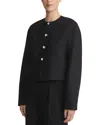 Lafayette 148 Pearlescent-button Crewneck Jacket In Black