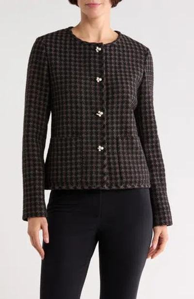 Lafayette 148 New York Pearlescent Button Collarless Wool-blend Jacket In Yellow