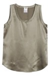 Lafayette 148 Perla Luxe Reversible Silk Charmeuse Shell In Pencil Grey