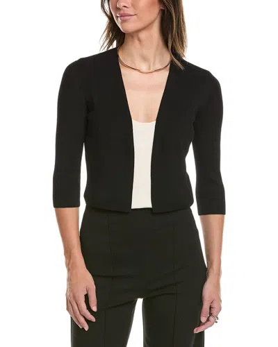 Lafayette 148 New York Petite Cropped Open Front Silk-blend Cardigan In Black