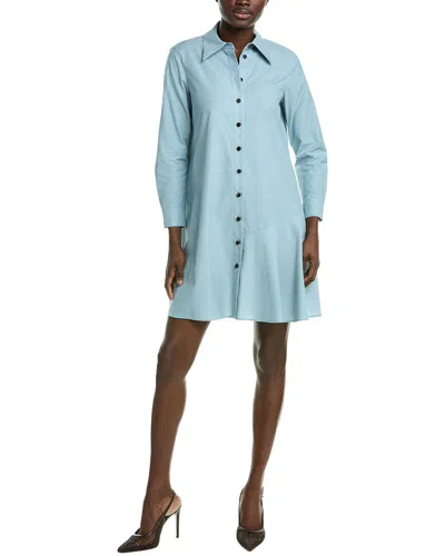 Lafayette 148 New York Petite Flounce Hem Shirtdress In Blue