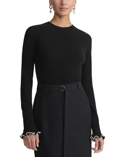 Lafayette 148 New York Petite Hand-beaded Sweater In Black