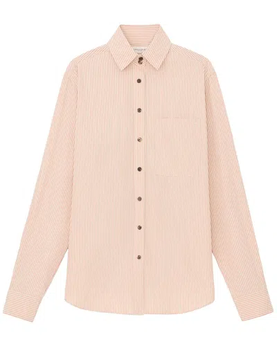 Lafayette 148 New York Petite High Collar Pocket Shirt In Orange