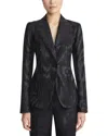 Lafayette 148 New York Petite Peak Lapel Wool & Silk-blend Blazer In Black