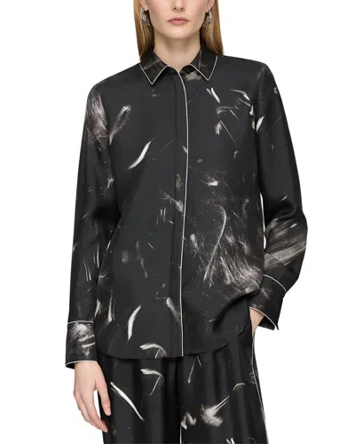 Lafayette 148 New York Petite Scottie Blouse In Black