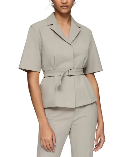 Lafayette 148 New York Petite Short Sleeve Jacket In Gray