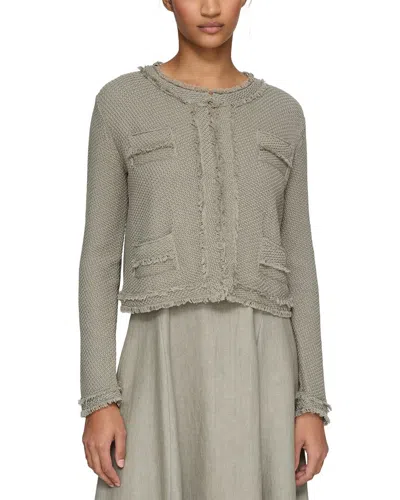 Lafayette 148 New York Petite Textured Stitch Crop Top In Gray