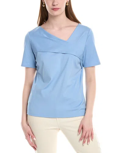 Lafayette 148 New York Petite Twisted Top In Blue