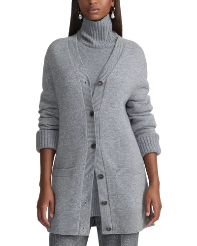 Lafayette 148 New York Petite V-neck Buton Front Cardigan In Gray