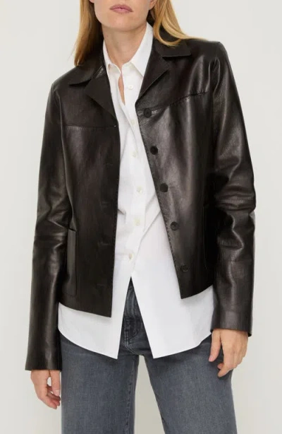 Lafayette 148 Nappa Lambskin Leather Patch Pocket Jacket In Black