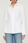 Lafayette 148 New York Pintuck Back Organic Cotton Poplin Button-up Shirt