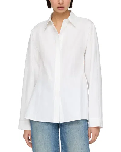 Lafayette 148 New York Pintuck Back Organic Cotton Poplin Button-up Shirt In White