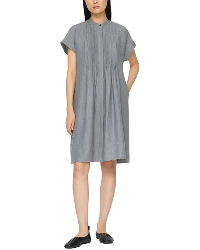 Lafayette 148 New York Pintuck Bib Linen Dress In Gray