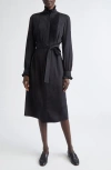 Lafayette 148 New York Pintuck Bib Long Sleeve Tuxedo Dress In Black
