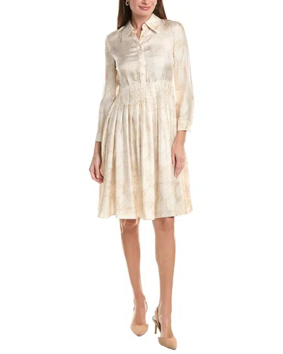 Lafayette 148 New York Pintuck Waist Shirtdress In Metallic
