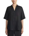 Lafayette 148 New York Plus Half Placket Camp Shirt In Black