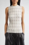 Lafayette 148 New York Plaited Stripe Cashmere Rib Shell