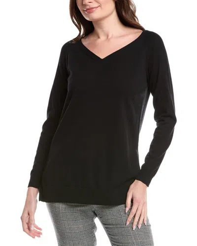 Lafayette 148 New York Plaited V-neck Pullover In Black