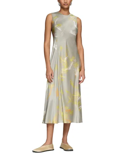 Lafayette 148 New York Pleat Front Asymmetric Dress In Gray