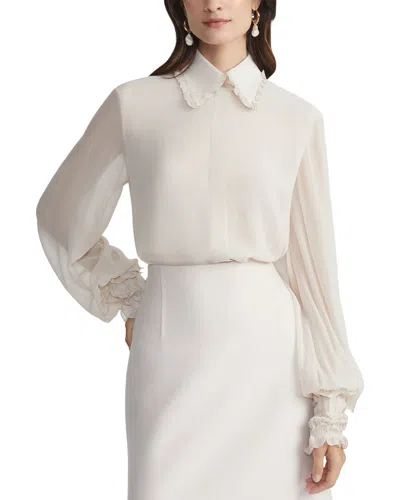 Lafayette 148 New York Pleated Collar Blouse In Multi