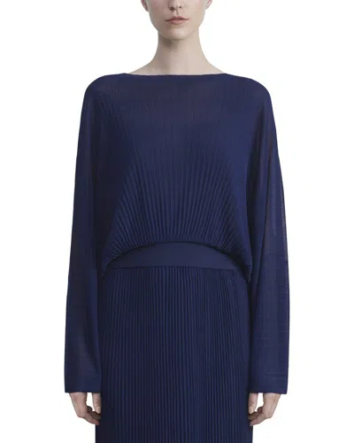 Lafayette 148 New York Pleated Dolman Silk Sweater In Blue