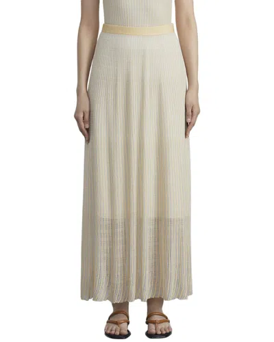 Lafayette 148 New York Pleated Rib Stitch Silk Skirt In Yellow