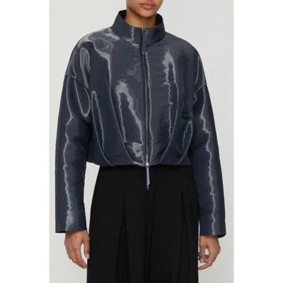 Lafayette 148 New York Pleated Waist Liquid Twill Jacket In Blue