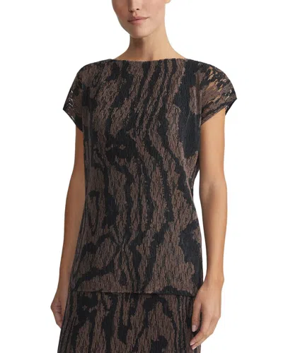 Lafayette 148 New York Plisse Cap Sleeve Blouse In Black