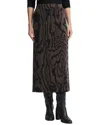 Lafayette 148 Pleated Abstract-print Midi Pencil Skirt In Brown