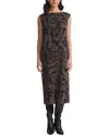 Lafayette 148 New York Plisse Sleeveless Midi Dress In Brown