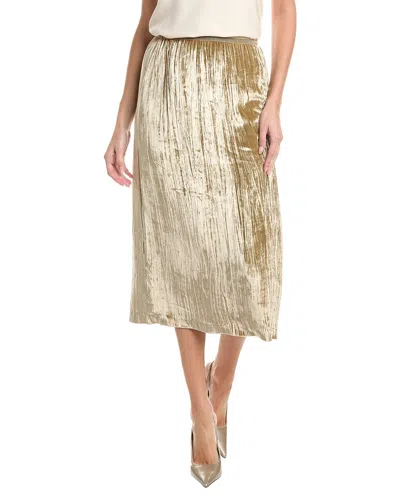 Lafayette 148 New York Plisse Velvet Pull-on Silk-blend Skirt In Neutral