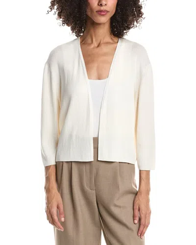 Lafayette 148 New York Plus Cropped Open Front Silk-blend Cardigan In Neutral