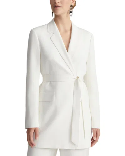 Lafayette 148 New York Plus Notch Lapel Silk-blend Blazer In White