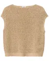 Lafayette 148 New York Plus Open Stitch Bateau Neck Silk-blend Sweater In Brown