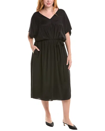LAFAYETTE 148 LAFAYETTE 148 NEW YORK PLUS PLEATED TIE WAIST SILK-BLEND MIDI DRESS