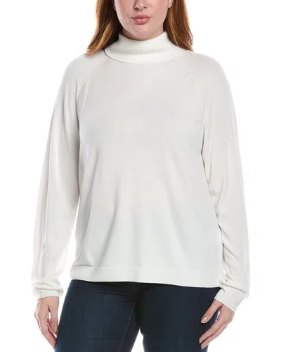Lafayette 148 New York Plus Raglan Sleeve Turtleneck Sweater In White