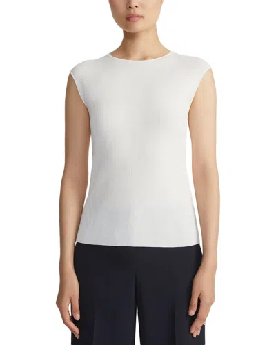 Lafayette 148 New York Plus Ribbed Crew Neck Silk-blend Shell In White