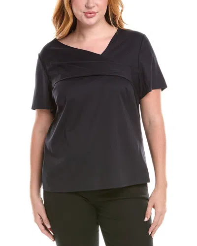 Lafayette 148 New York Plus Short Sleeve Twisted Top In Black