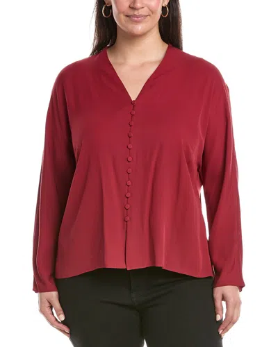 Lafayette 148 New York Plus V-neck Button Blouse In Red