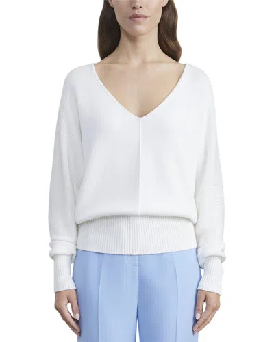 Lafayette 148 New York Plus Wide V Neck Dolman Silk-blend Sweater In White