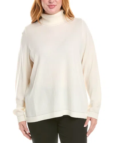 Lafayette 148 New York Plus Raglan Sleeve Turtleneck Silk-blend Sweater In Neutral