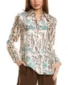 Lafayette 148 New York Point Collar Blouse In Beige