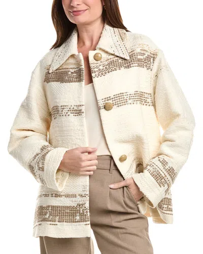 Lafayette 148 New York Point Collar Wool-blend Oversized Swing Coat In Neutral
