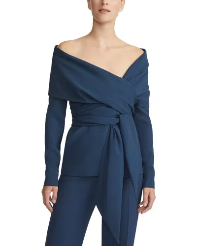 Lafayette 148 New York Portrait Collar Wrap Jacket In Blue