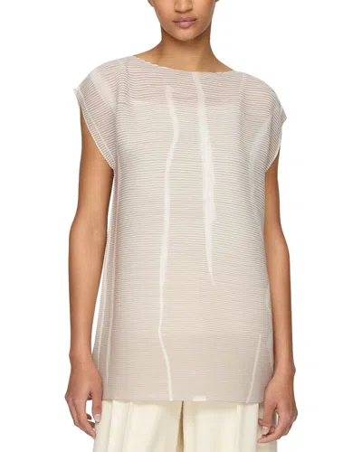 Lafayette 148 New York Printed Plisse Cap Sleeve Blouse In Grey