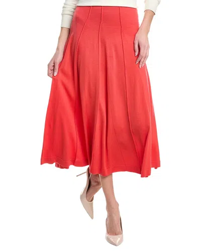 Lafayette 148 New York Pull-on Godet Knit Wool Skirt In Orange