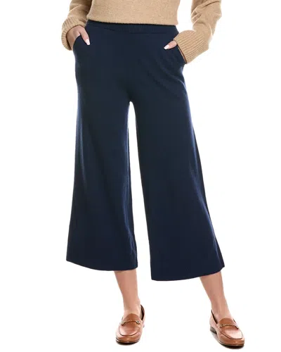 Lafayette 148 New York Pull On Wide Leg Wool & Cashmere-blend Pant In Blue