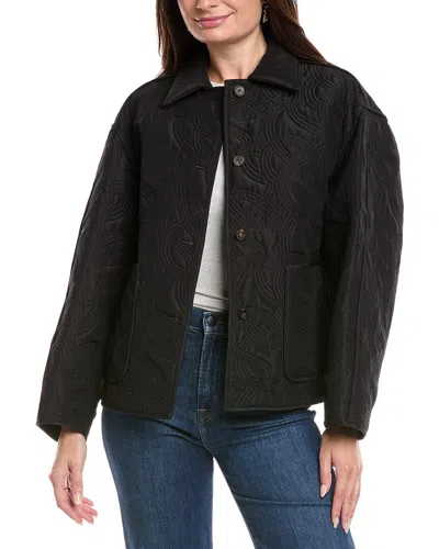 Lafayette 148 New York Quilted Silk-blend Jacket In Black
